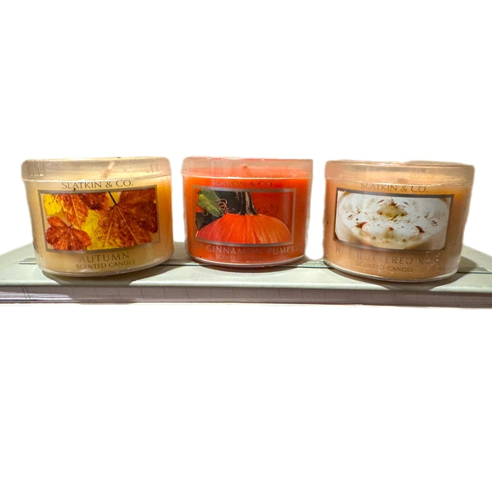 Rare Bath Body Works Slatkin & Co White Barn MINI CANDLES 3-1.3oz FALL SCENTS